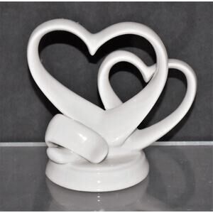 NIB White Porcelain Heart Cake Topper